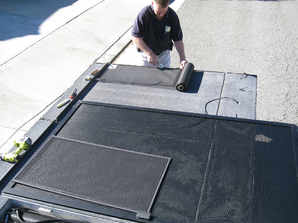Window screen materials and tools prepared for on-site screen service
